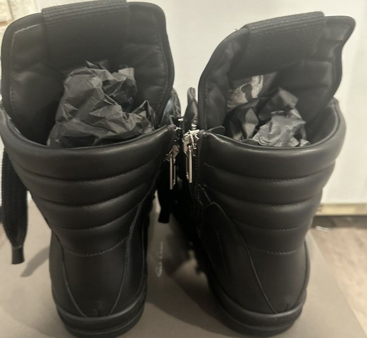 Rick Owens jumbo lace triple black geobaskets size 40