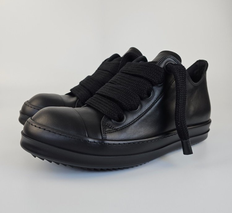 Rick Owens Jumbo Laces Black Low Top Sneakers New 44 5