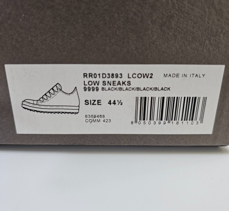 Rick Owens Jumbo Laces Black Low Top Sneakers New 44 5