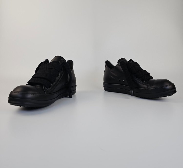 Rick Owens Jumbo Laces Black Low Top Sneakers New 44 5