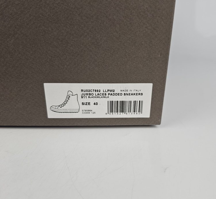 Rick Owens Jumbo Laces High Top Black Milk Sneakers New 40