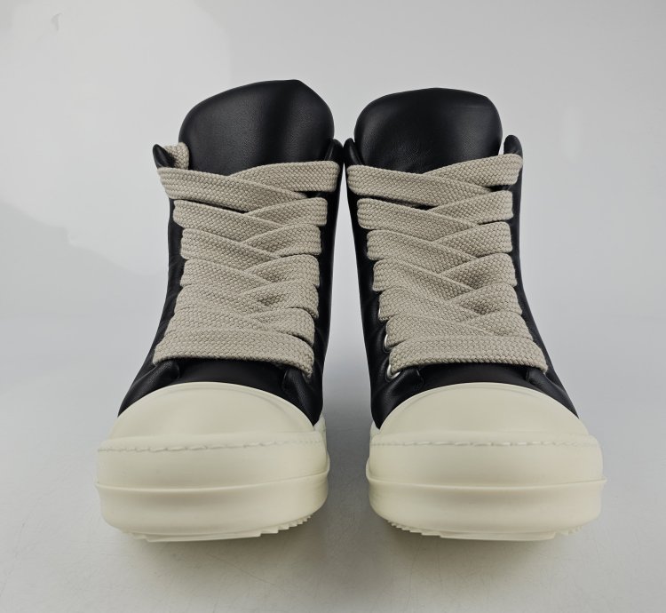 Rick Owens Jumbo Laces High Top Black Milk Sneakers New 40