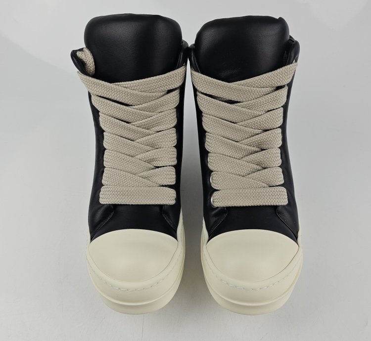 Rick Owens Jumbo Laces High Top Black Milk Sneakers New 40