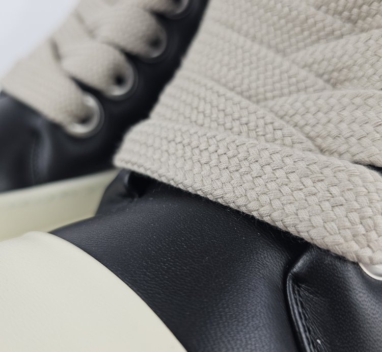 Rick Owens Jumbo Laces High Top Black Milk Sneakers New 42
