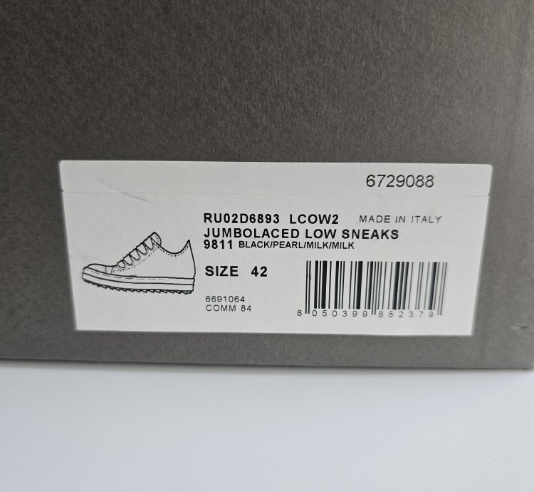 Rick Owens Jumbolaced Porterville Black Sneakers New 42