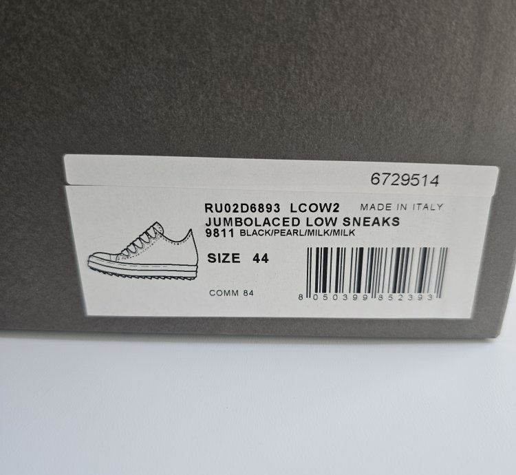 Rick Owens Jumbolaced Porterville Black Sneakers New 44