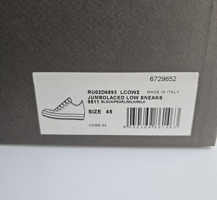 Rick Owens Jumbolaced Porterville Black Sneakers New 45