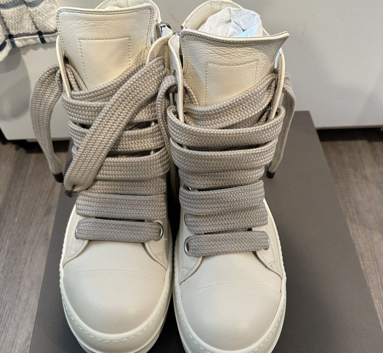 Rick owens leather jumbo lace Ramones High Milk Size 43