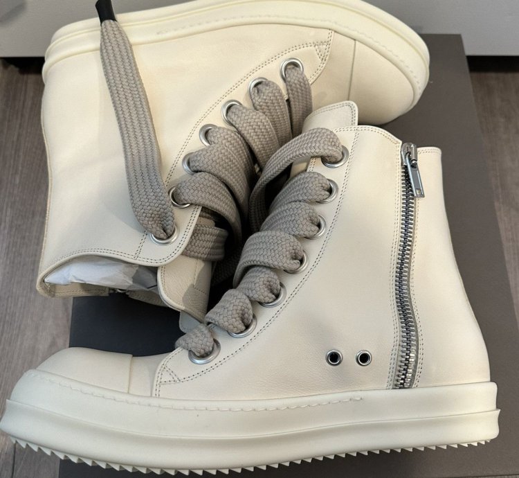 Rick owens leather jumbo lace Ramones High Milk Size 43