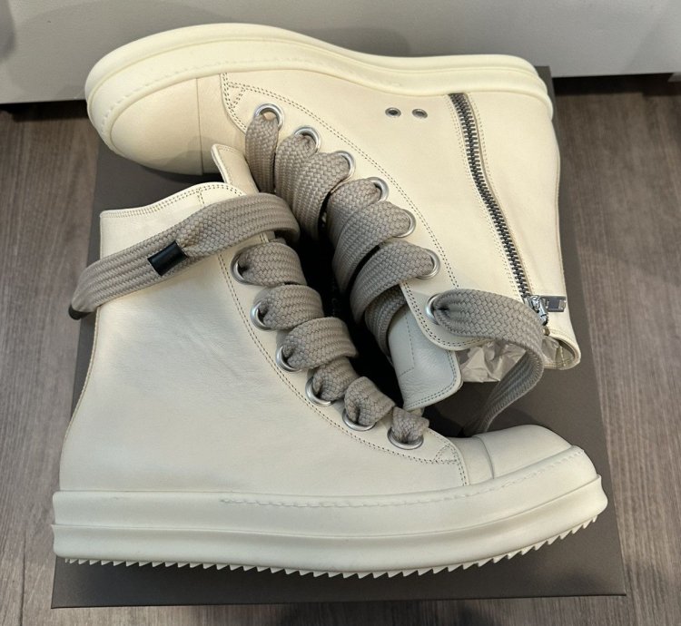 Rick owens leather jumbo lace Ramones High Milk Size 43