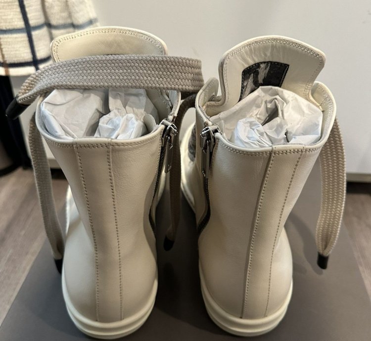 Rick owens leather jumbo lace Ramones High Milk Size 43