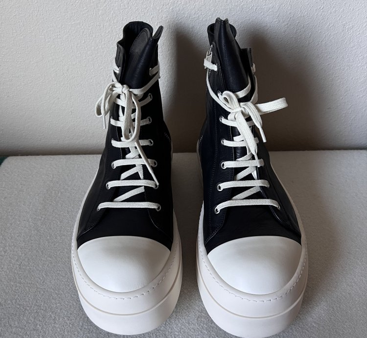 Rick Owens Leather Mega Bumper Ramones in Black