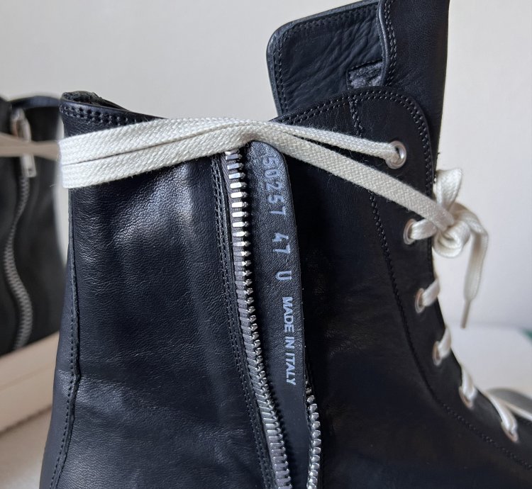 Rick Owens Leather Mega Bumper Ramones in Black