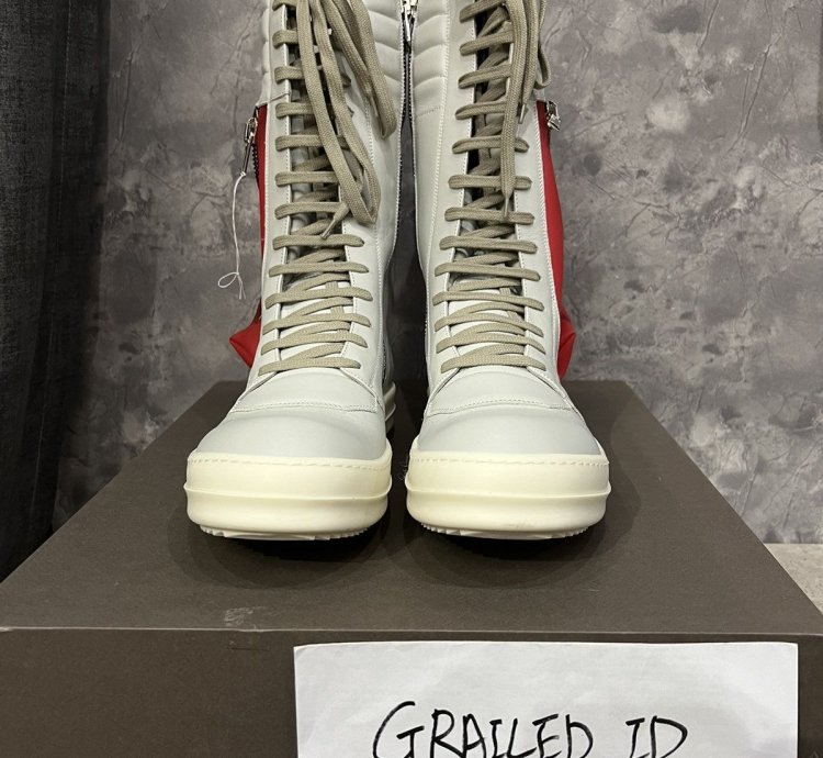 RICK OWENS LEATHER OYSTER RED MILK CARGOBASKETS