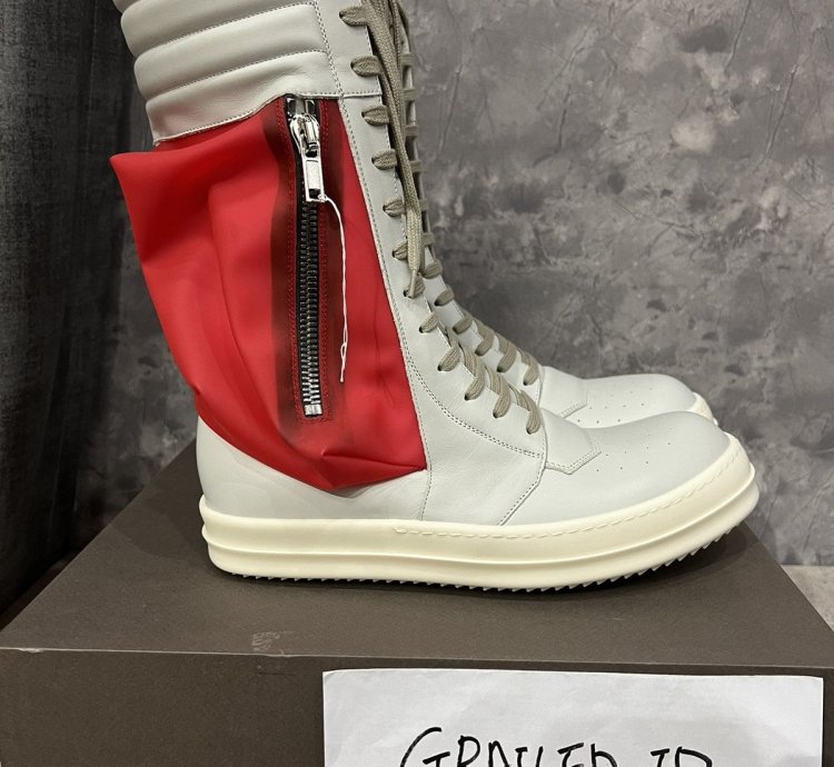 RICK OWENS LEATHER OYSTER RED MILK CARGOBASKETS