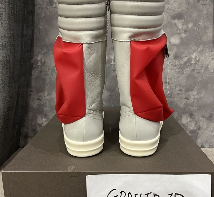 RICK OWENS LEATHER OYSTER RED MILK CARGOBASKETS