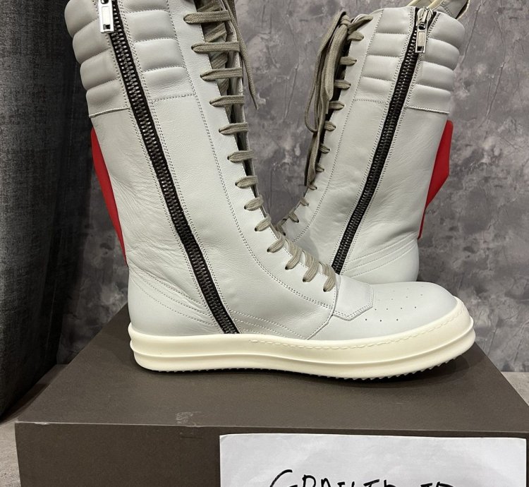 RICK OWENS LEATHER OYSTER RED MILK CARGOBASKETS