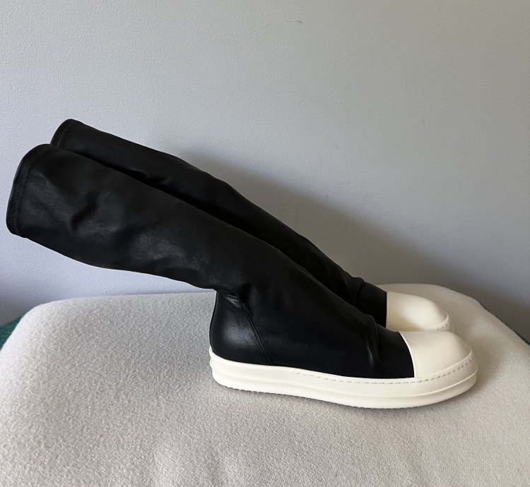 Rick Owens Leather Sock Ramones in Black