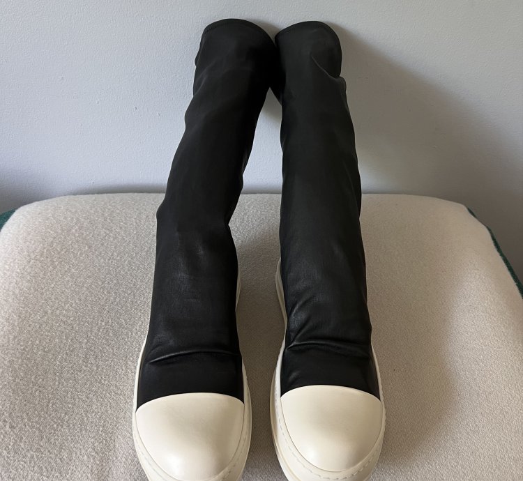 Rick Owens Leather Sock Ramones in Black