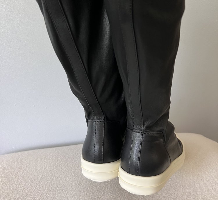 Rick Owens Leather Sock Ramones in Black