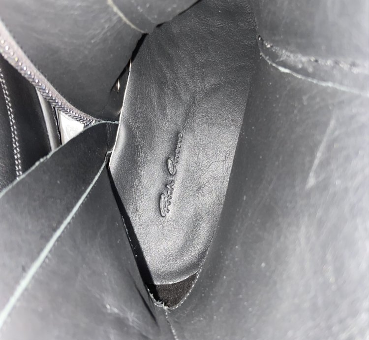 Rick Owens leather zip high top sneakers black on black