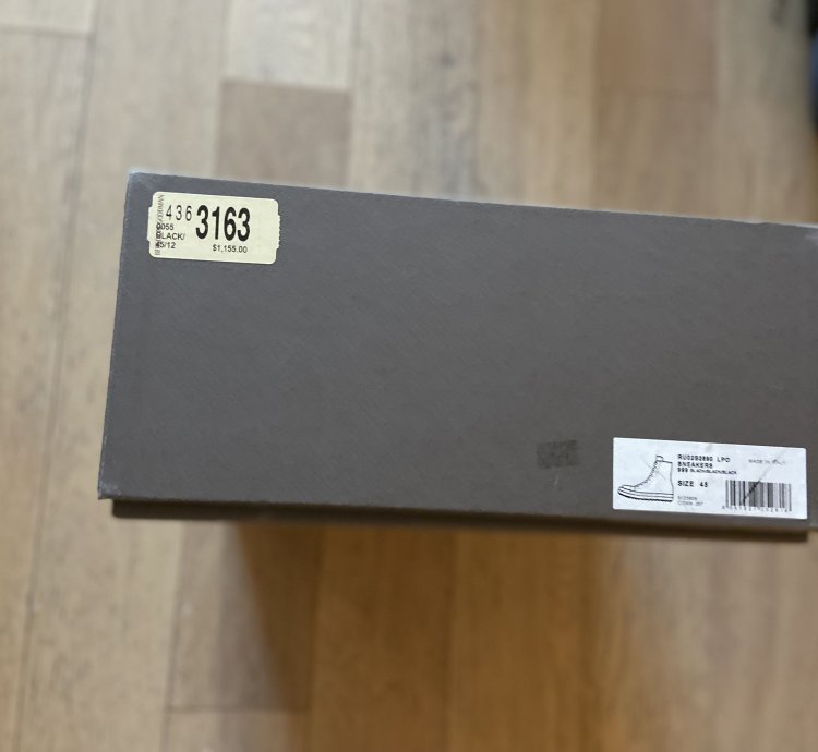 Rick Owens leather zip high top sneakers black on black