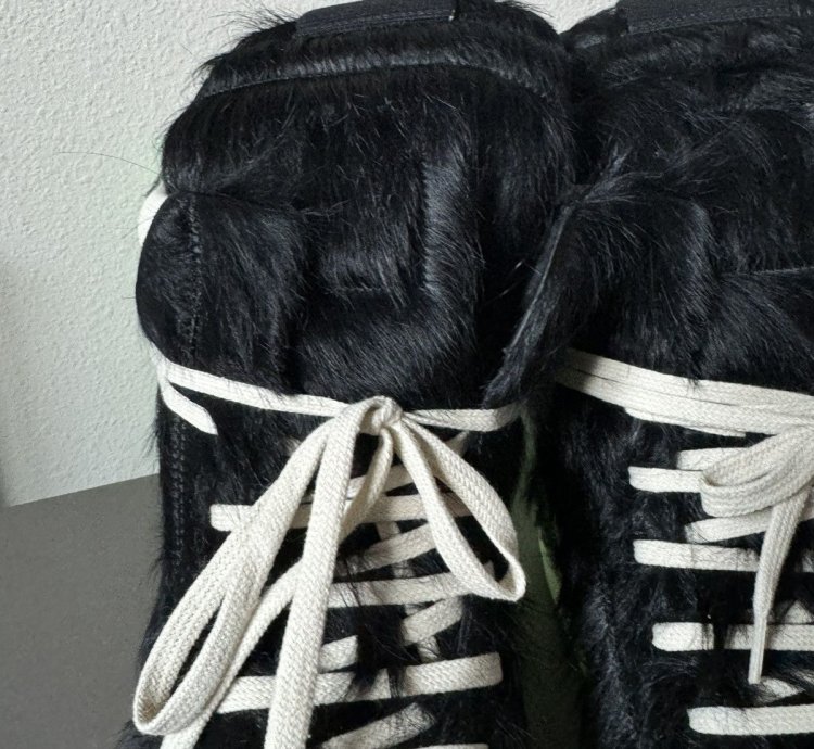Rick Owens Lido Geobasket High Black Milk Fur Sneakers