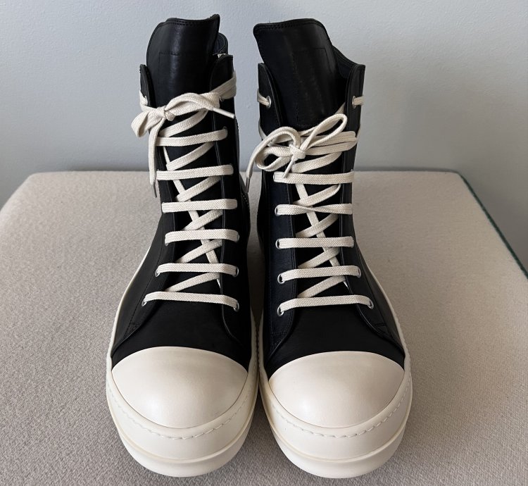 Rick Owens Lido High Top Ramones in Black Leather