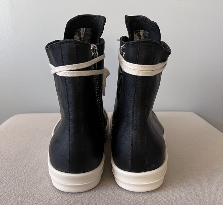 Rick Owens Lido High Top Ramones in Black Leather