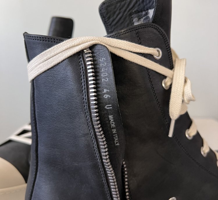 Rick Owens Lido High Top Ramones in Black Leather