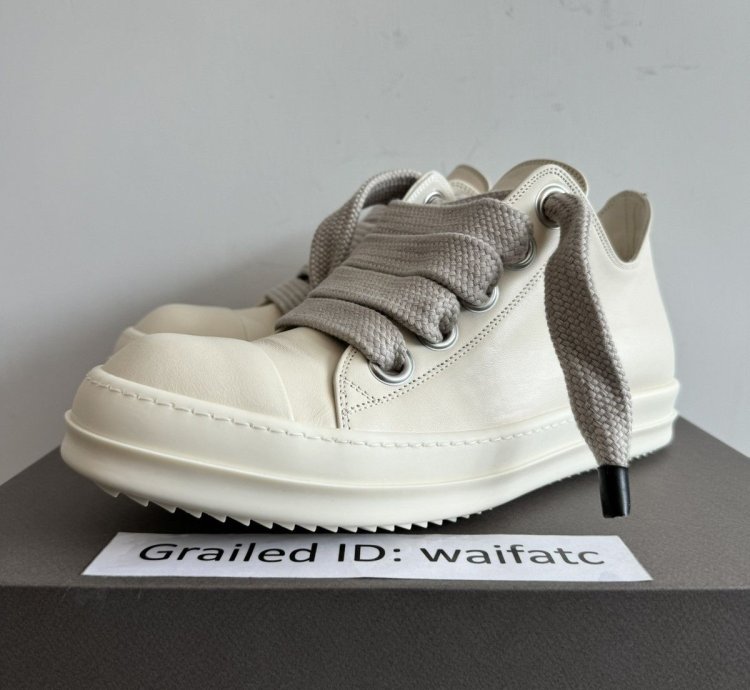 RICK OWENS LIDO MILK JUMBO LACES RAMONES LOW SNEAKERS