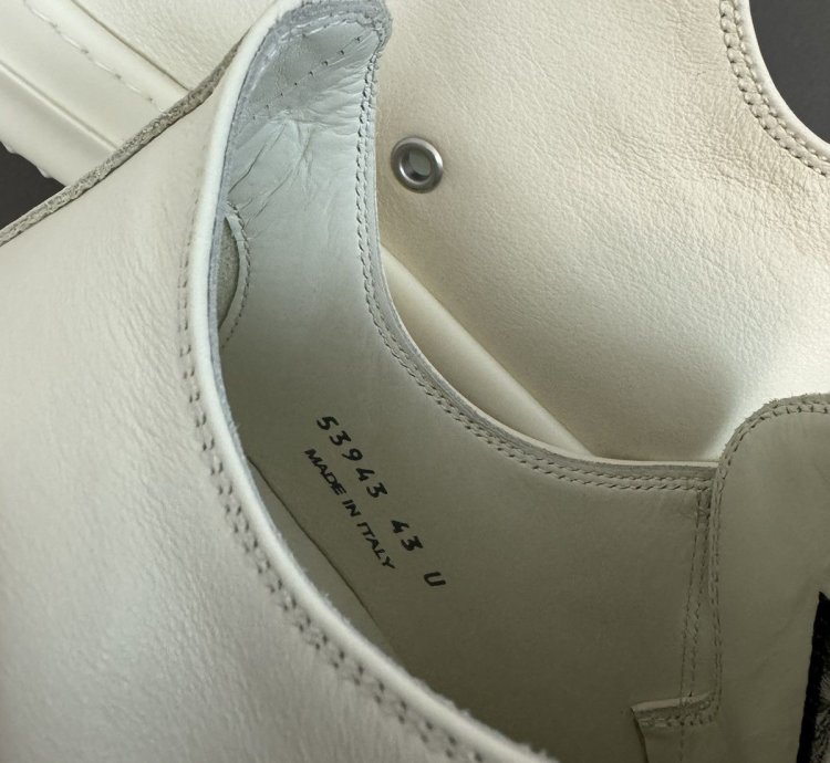 RICK OWENS LIDO MILK JUMBO LACES RAMONES LOW SNEAKERS