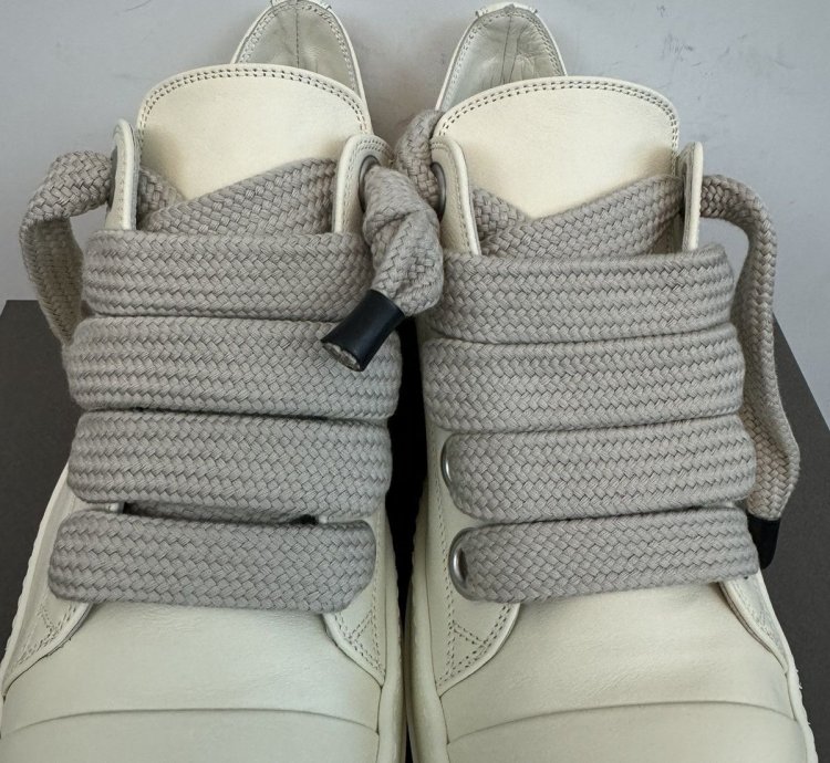 RICK OWENS LIDO MILK JUMBO LACES RAMONES LOW SNEAKERS