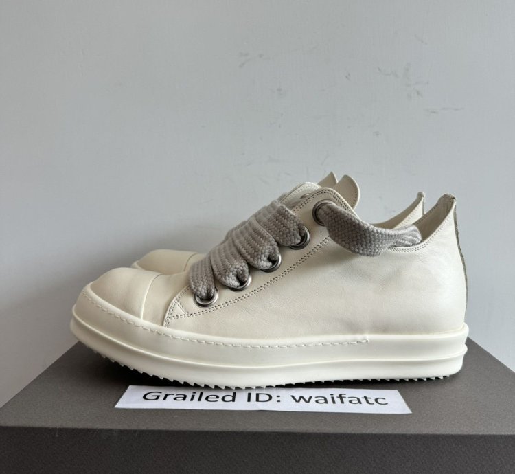 RICK OWENS LIDO MILK JUMBO LACES RAMONES LOW SNEAKERS
