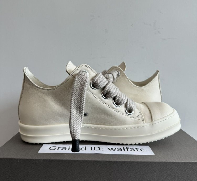 RICK OWENS LIDO MILK JUMBO LACES RAMONES LOW SNEAKERS