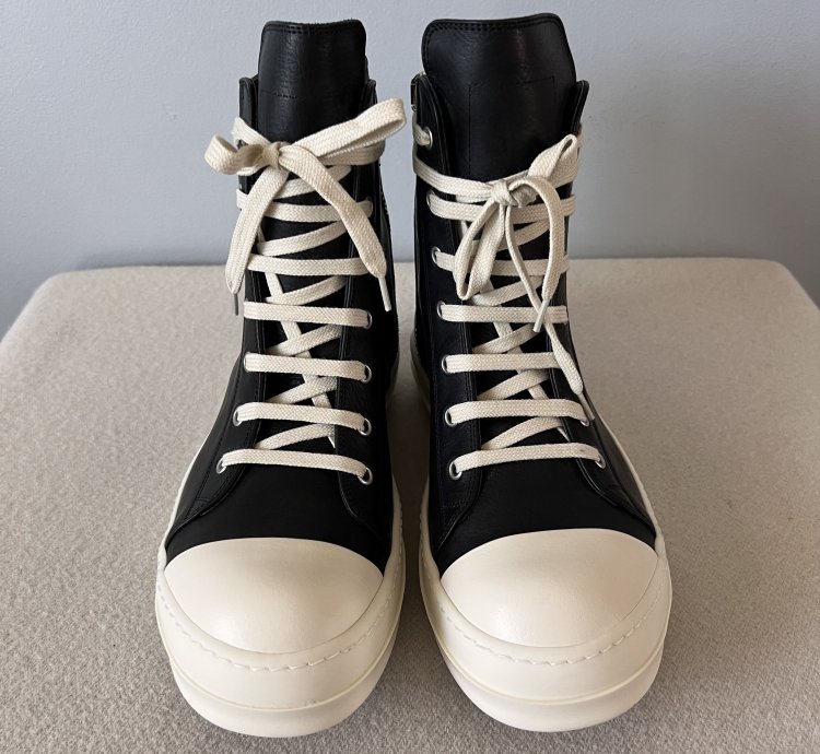 Rick Owens LIDO Ramones Hi in Black Leather