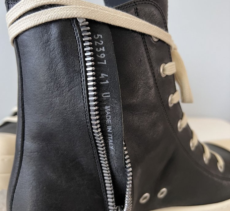 Rick Owens LIDO Ramones Hi in Black Leather
