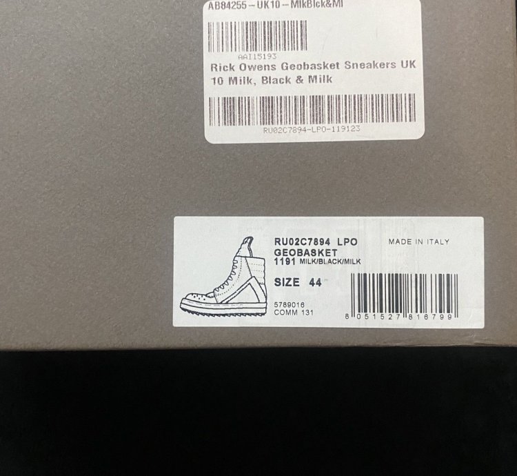 Rick Owens Luxor Geobasket Milk Black Milk Size 44