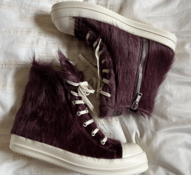 Rick Owens Luxor Pony Hair Ramones Amethyst - Size 44