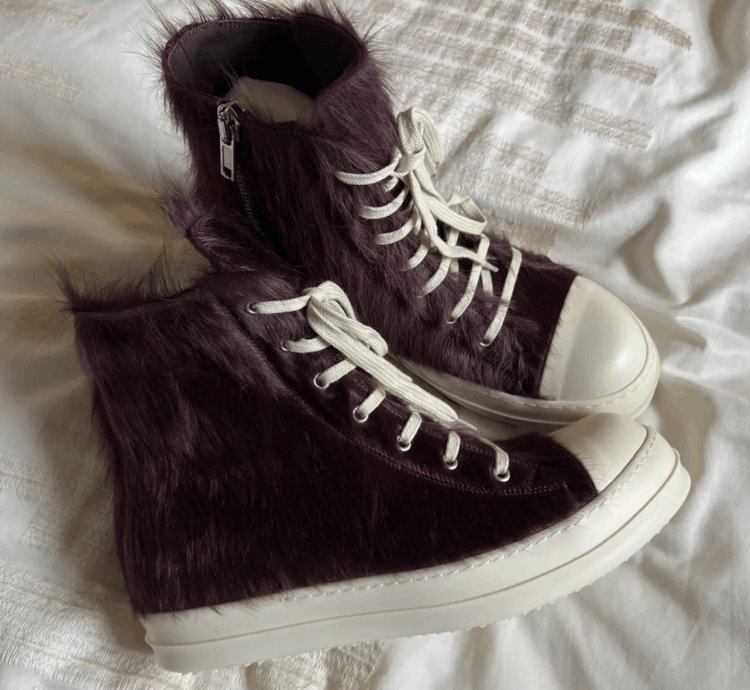 Rick Owens Luxor Pony Hair Ramones Amethyst - Size 44