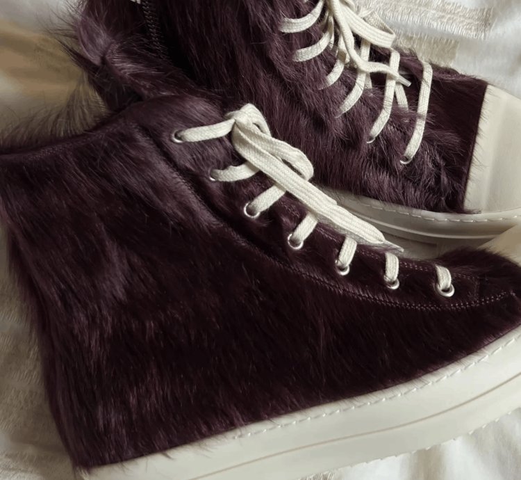 Rick Owens Luxor Pony Hair Ramones Amethyst - Size 44