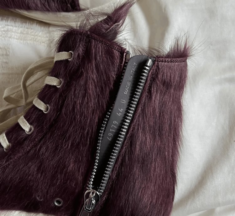 Rick Owens Luxor Pony Hair Ramones Amethyst - Size 44