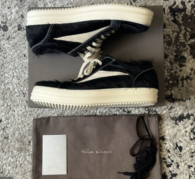 Rick Owens Mainline Calf Hair Vintage Sneakers