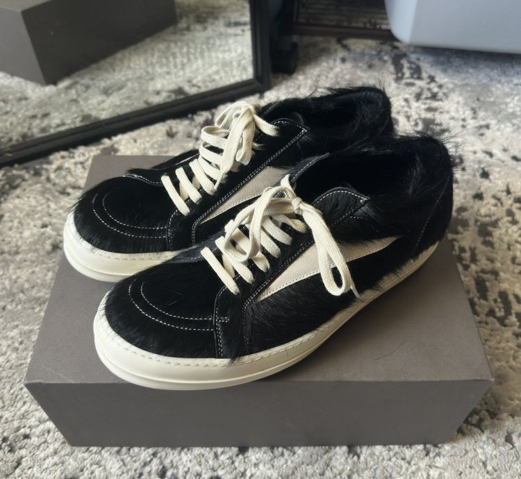 Rick Owens Mainline Calf Hair Vintage Sneakers