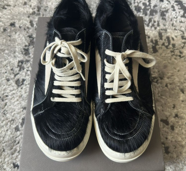 Rick Owens Mainline Calf Hair Vintage Sneakers