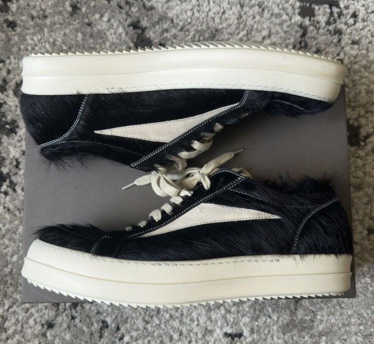 Rick Owens Mainline Calf Hair Vintage Sneakers