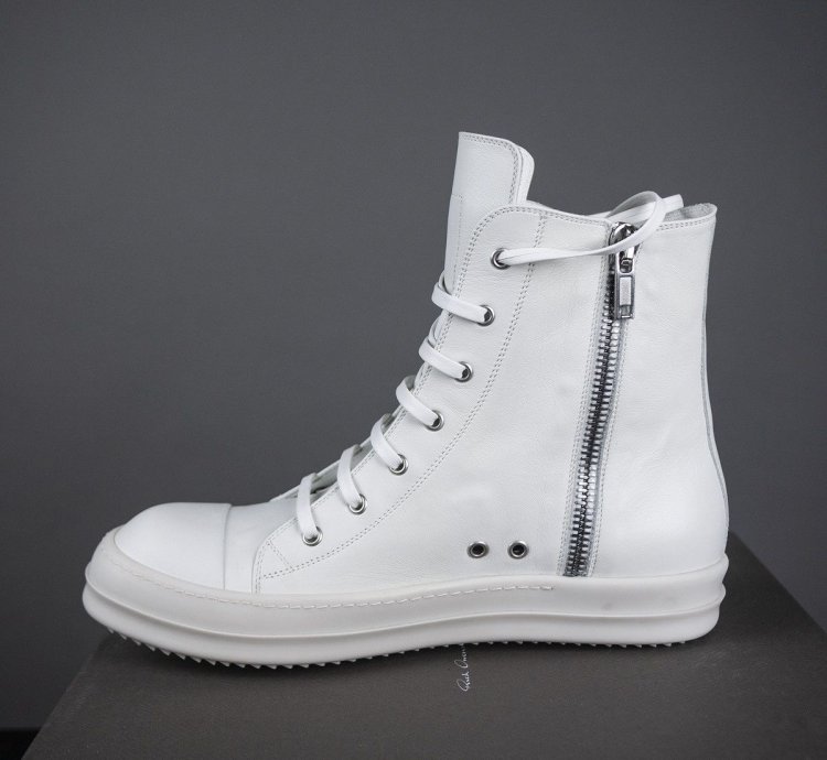 Rick Owens Mainline Chalk White Leather Ramones