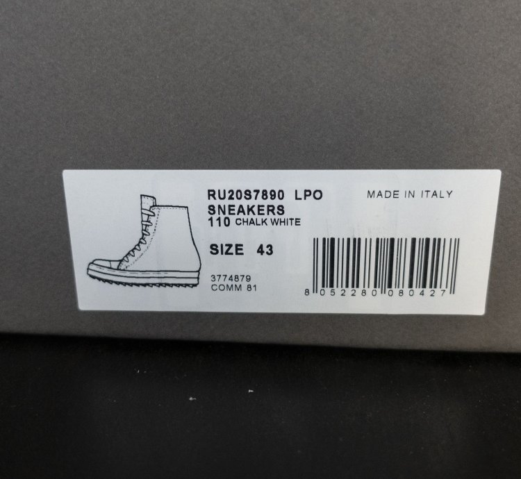 Rick Owens Mainline Chalk White Leather Ramones