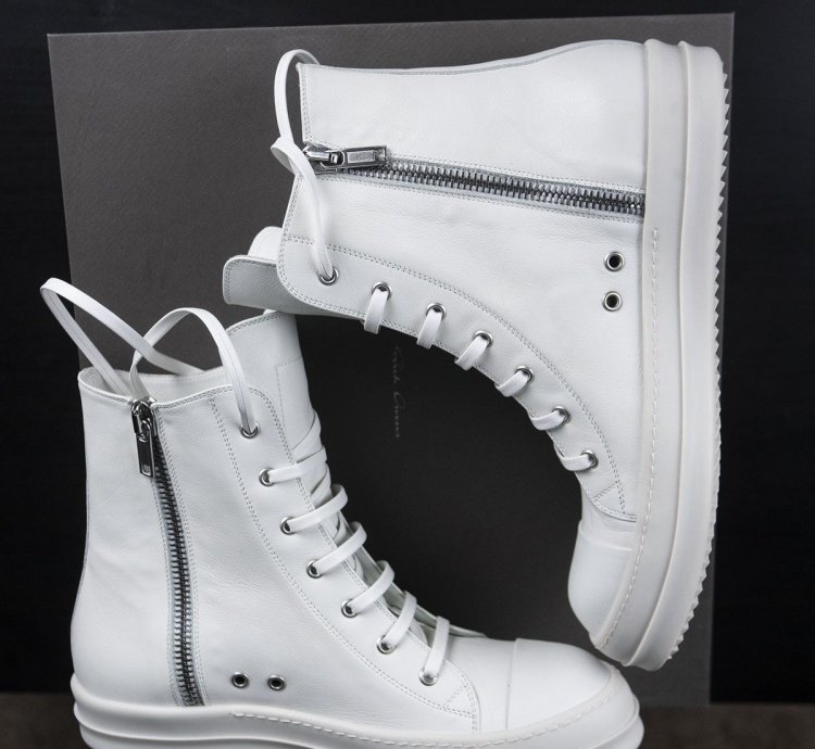 Rick Owens Mainline Chalk White Leather Ramones