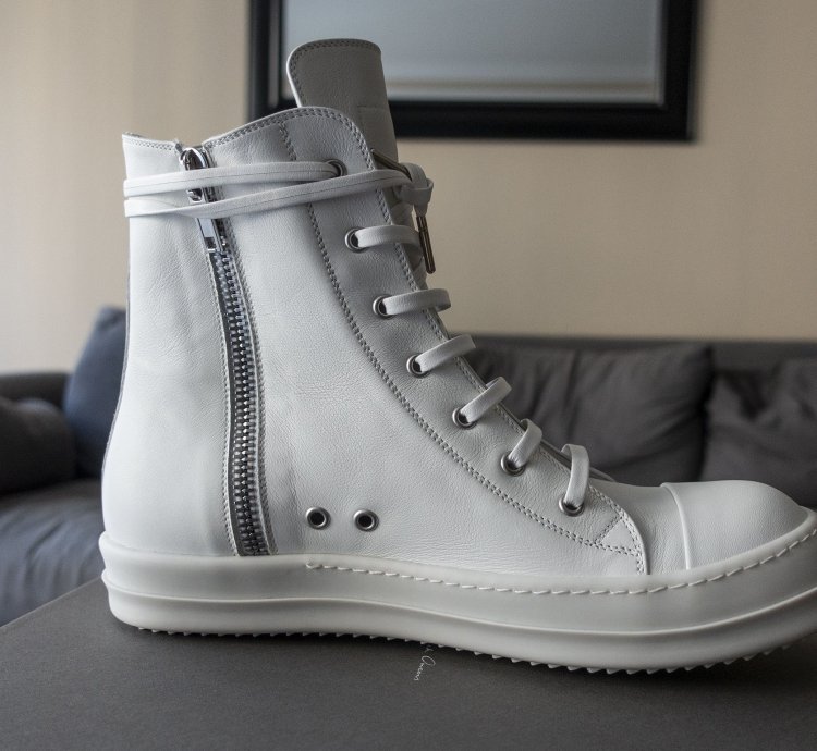 Rick Owens Mainline Chalk White Leather Ramones